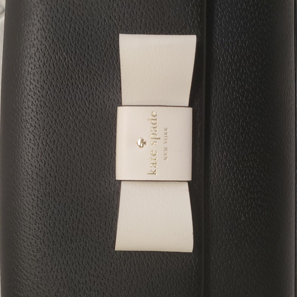 kate spade Black Leather Bow Crossbody Bag with Cream Accent - Picture 2 of 9